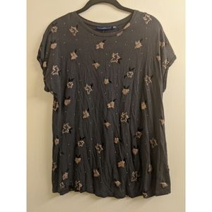 Apt 9 Gray Short Sleeve Shirt W/ Rose Gold Sparkle
